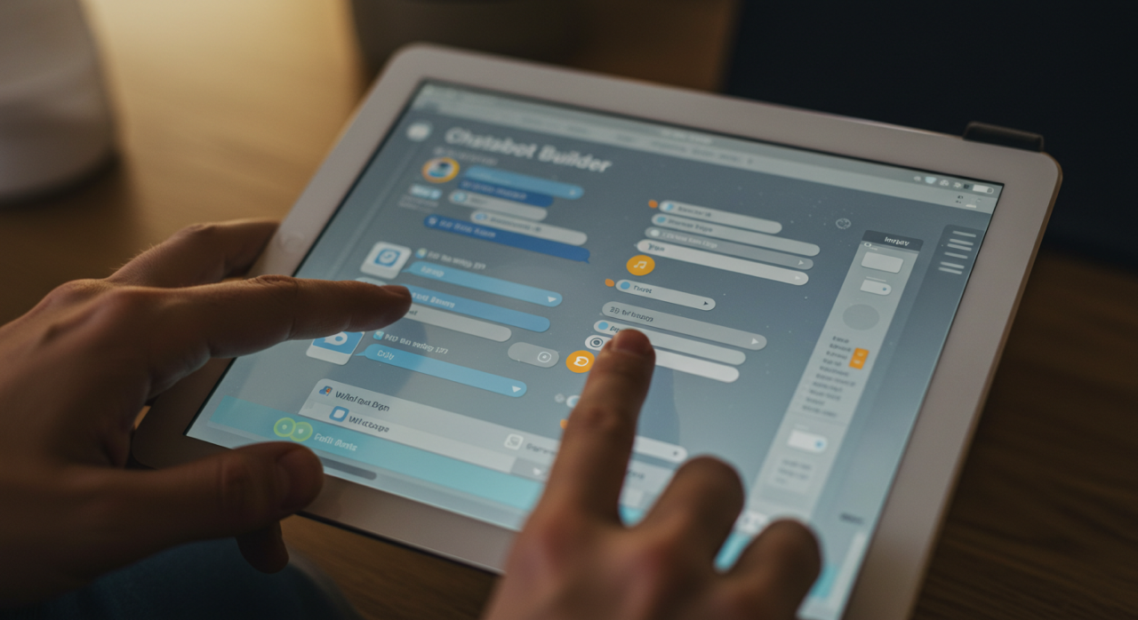 Mockup do construtor visual de chatbot